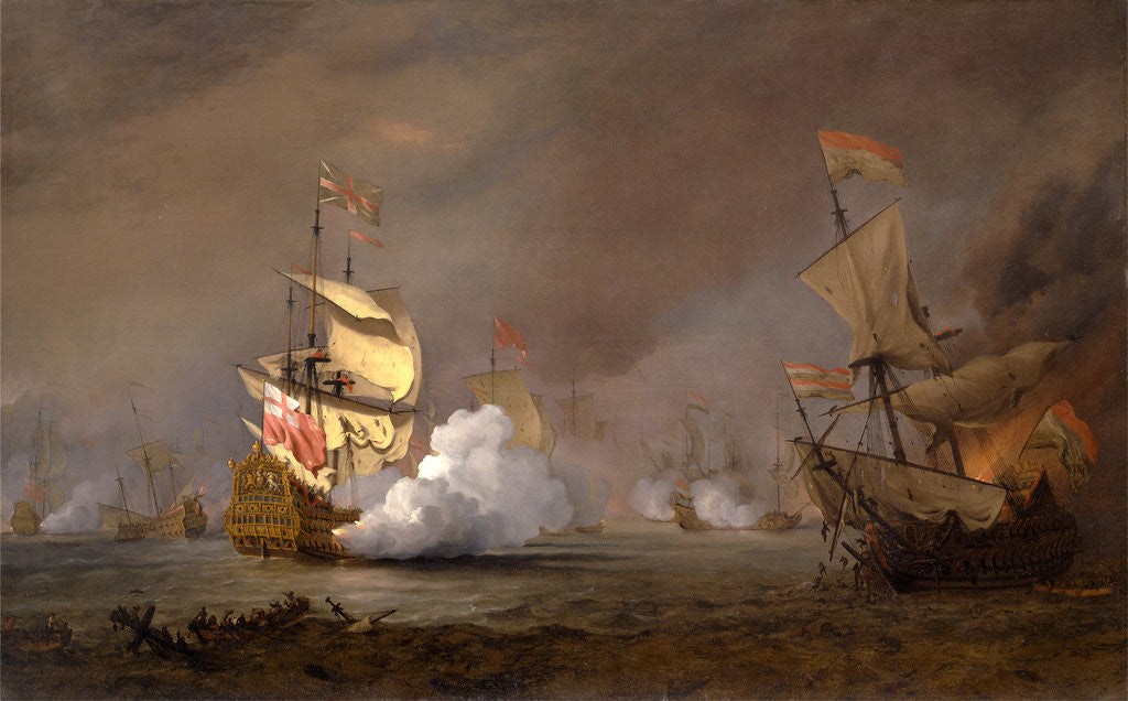 Detail of Sea Battle of the Anglo-Dutch Wars The Battle of Lowestoft by William van de Velde the Younger