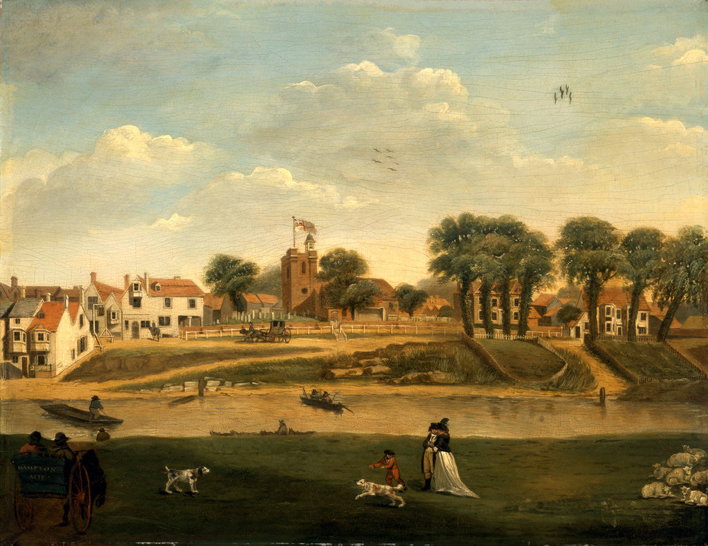 Detail of The Old Parish Church and Village, Hampton-on-Thames, Middlesex, 18th century by Anonymous