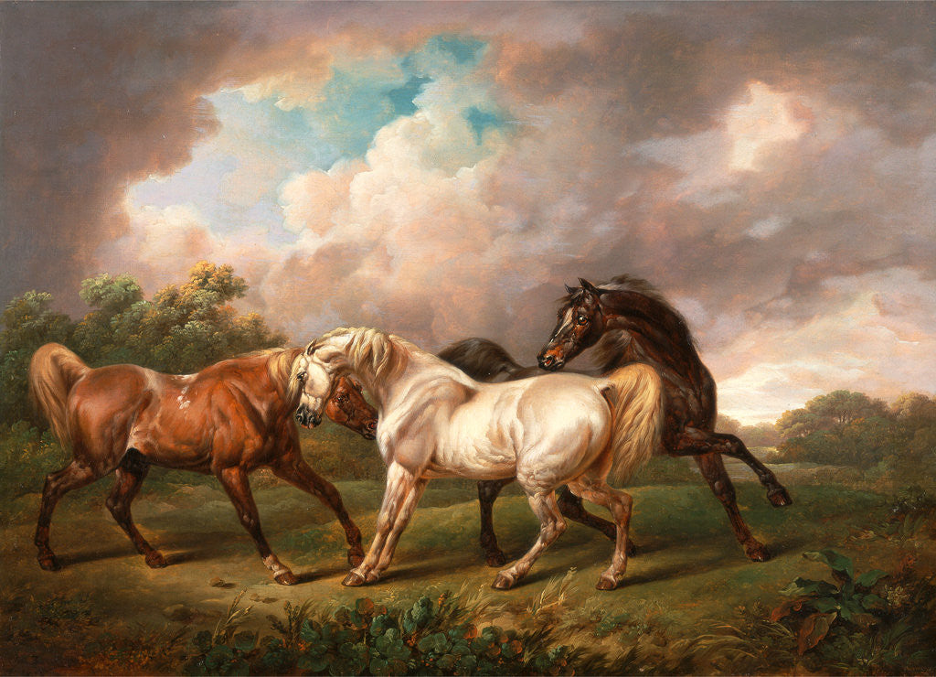 Detail of Three Horses in a Stormy Landscape by Charles Towne