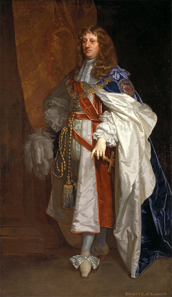 Detail of Edward Montagu, 1st Earl of Sandwich by Peter Lely