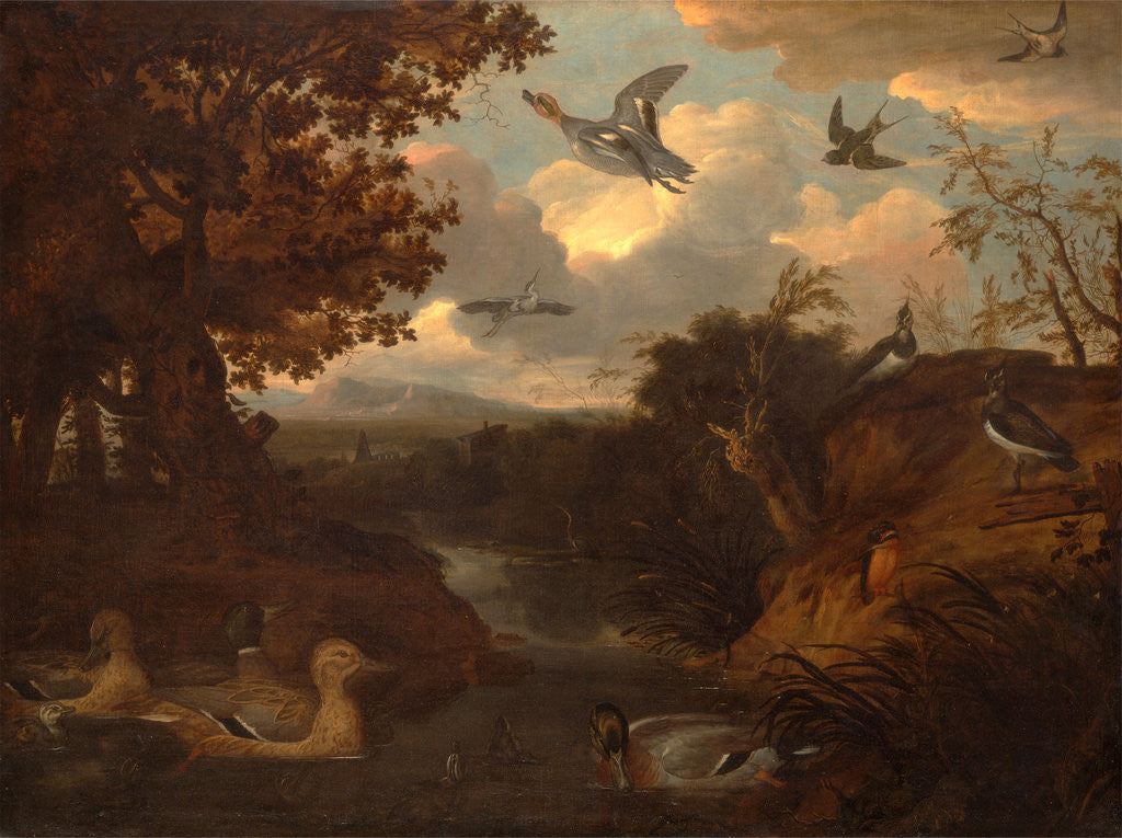 Detail of Ducks and Other Birds about a Stream in an Italianate Landscape by Francis Barlow