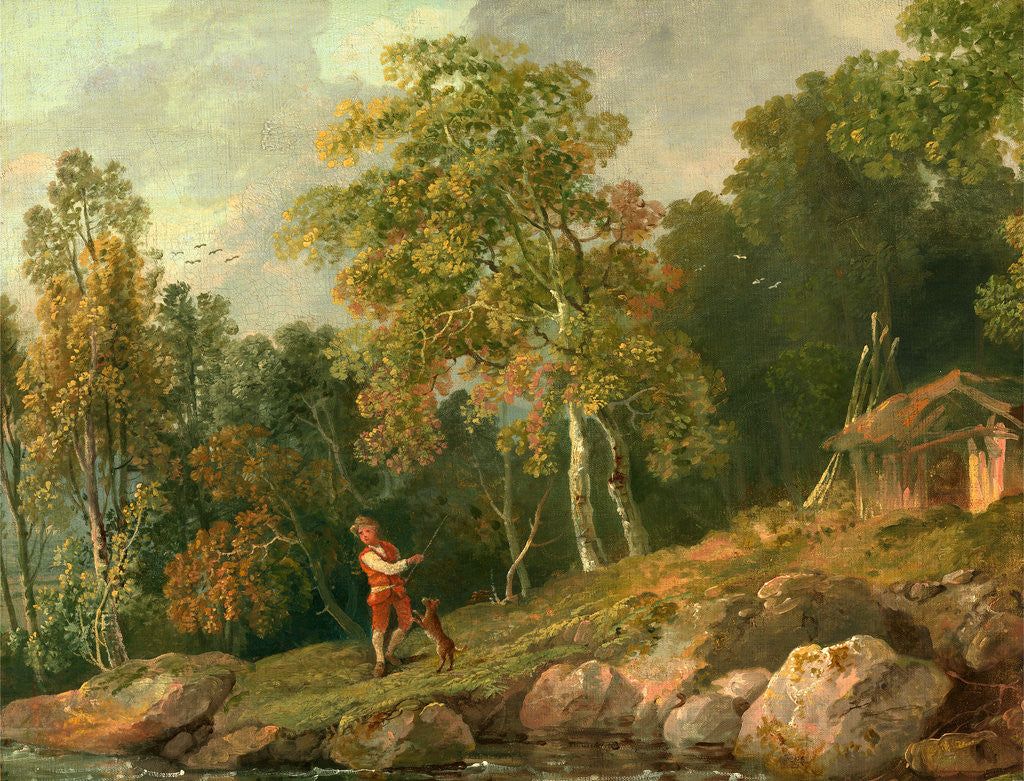 Detail of Wooded Landscape with a Boy and his Dog by George Barret