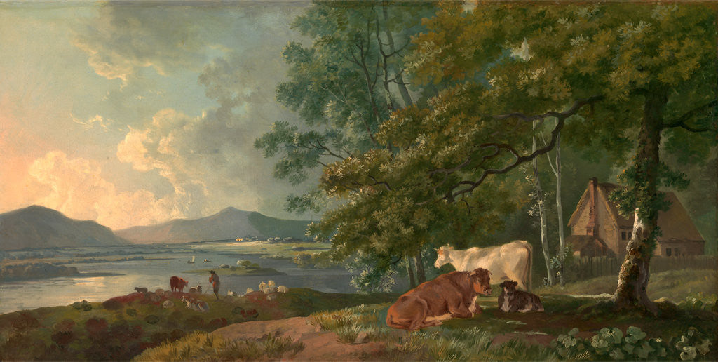 Detail of Morning: Landscape with Cattle by George Barret