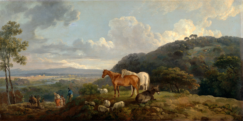 Detail of Morning: Landscape with Mares and Sheep by George Barret