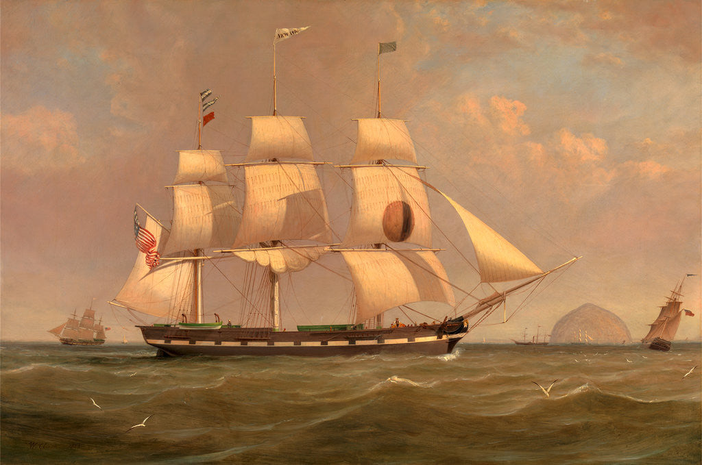 Detail of The Black Ball Line Packet Ship 'New York' off Ailsa Craig by William Clark
