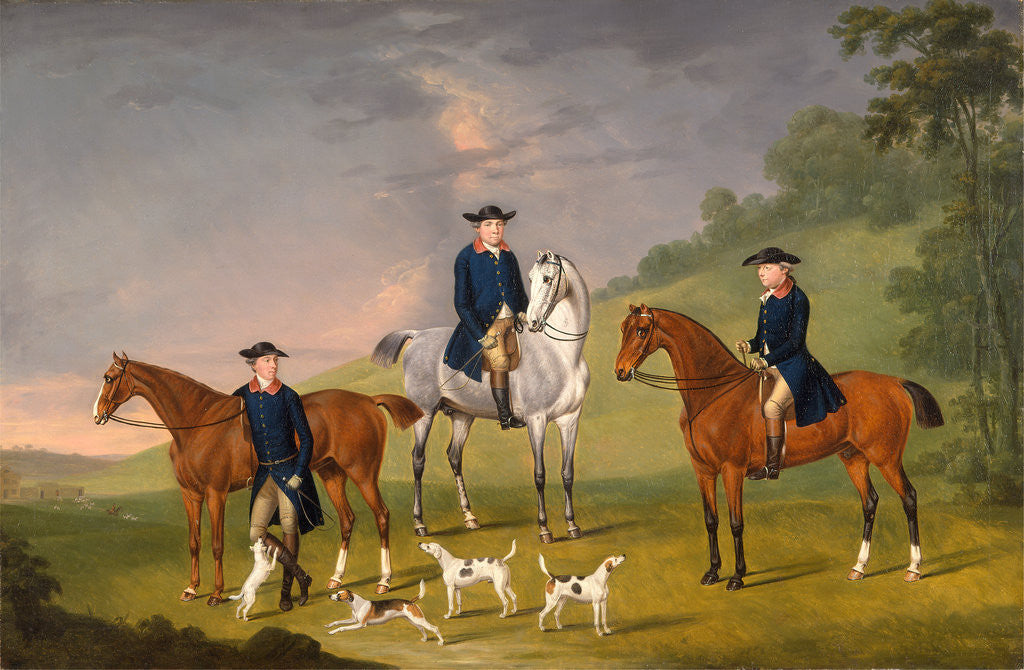 Detail of John Corbet, Sir Robert Leighton and John Kynaston with their Horses and Hounds by Thomas Stringer