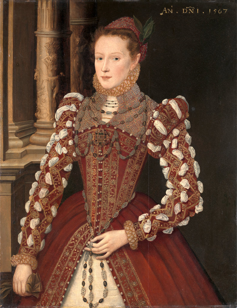 Detail of Portrait of a Woman A Young Lady, dated 1567 by Anonymous