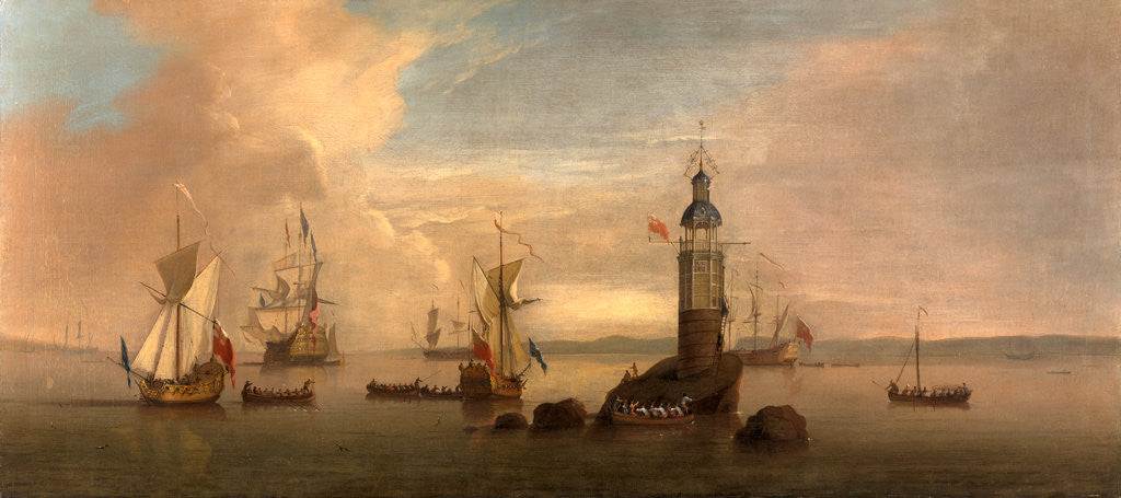 Detail of The Opening of the First Eddystone Lighthouse in 1698 by Peter Monamy