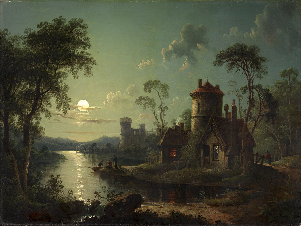 Detail of River Scene Moonlight River Scene by Sebastian Pether