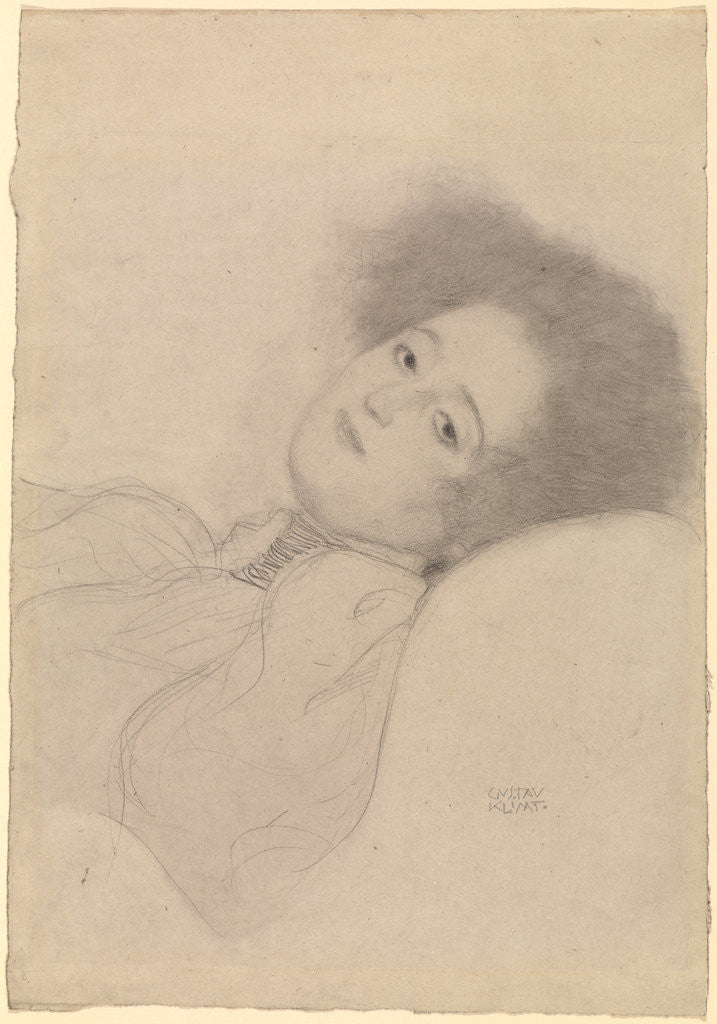 Detail of Portrait of a Young Woman Reclining by Gustav Klimt