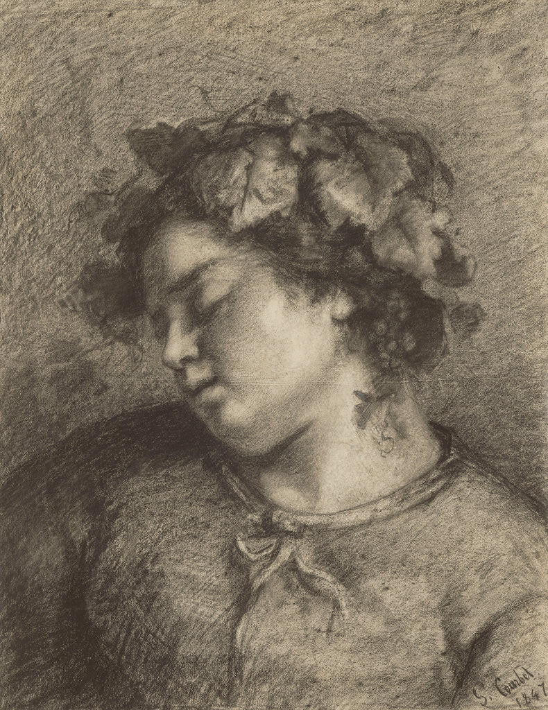 Detail of Head of a Sleeping Bacchante by Gustave Courbet