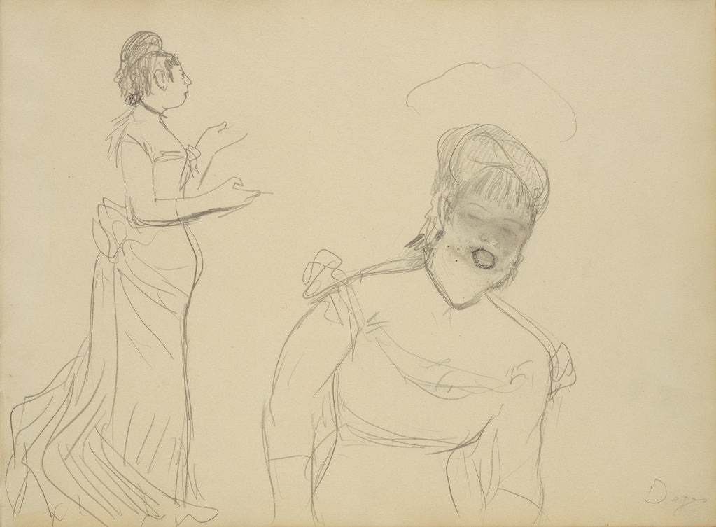 Detail of Sketches of a Café Singer by Edgar Degas