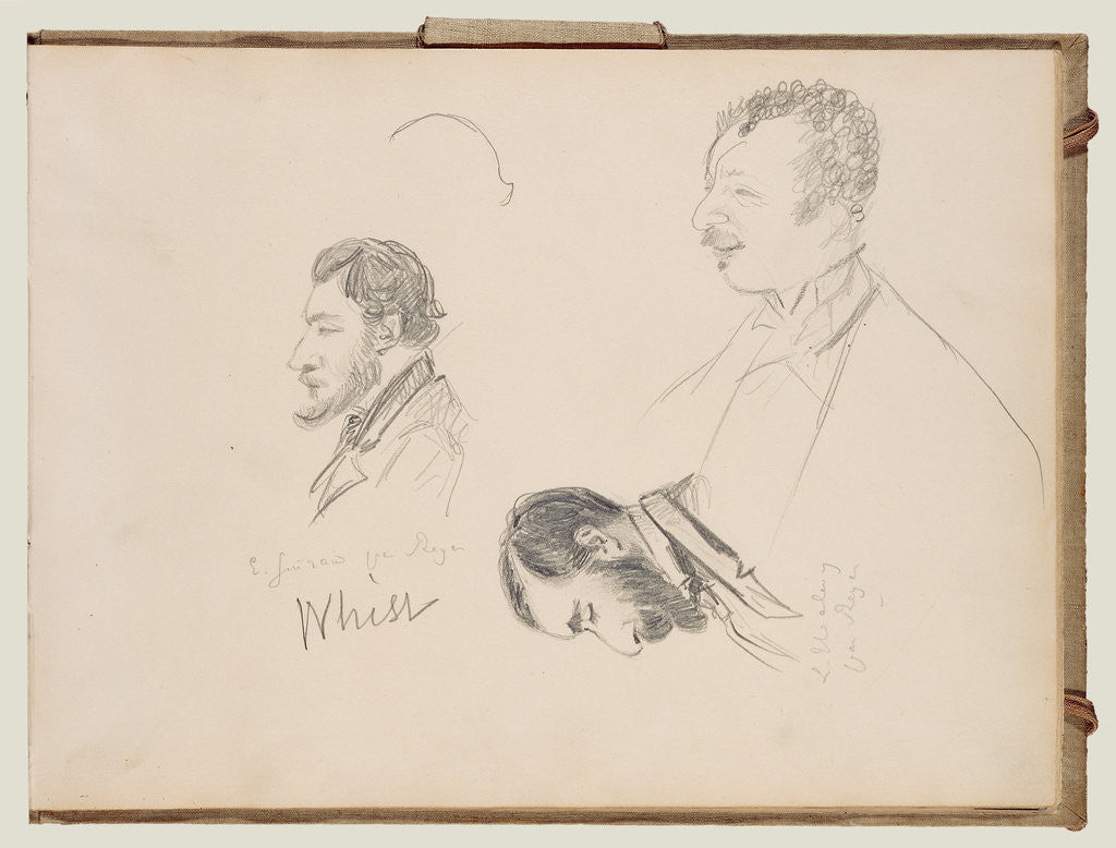 Detail of Sketches of Men in Profile by Edgar Degas