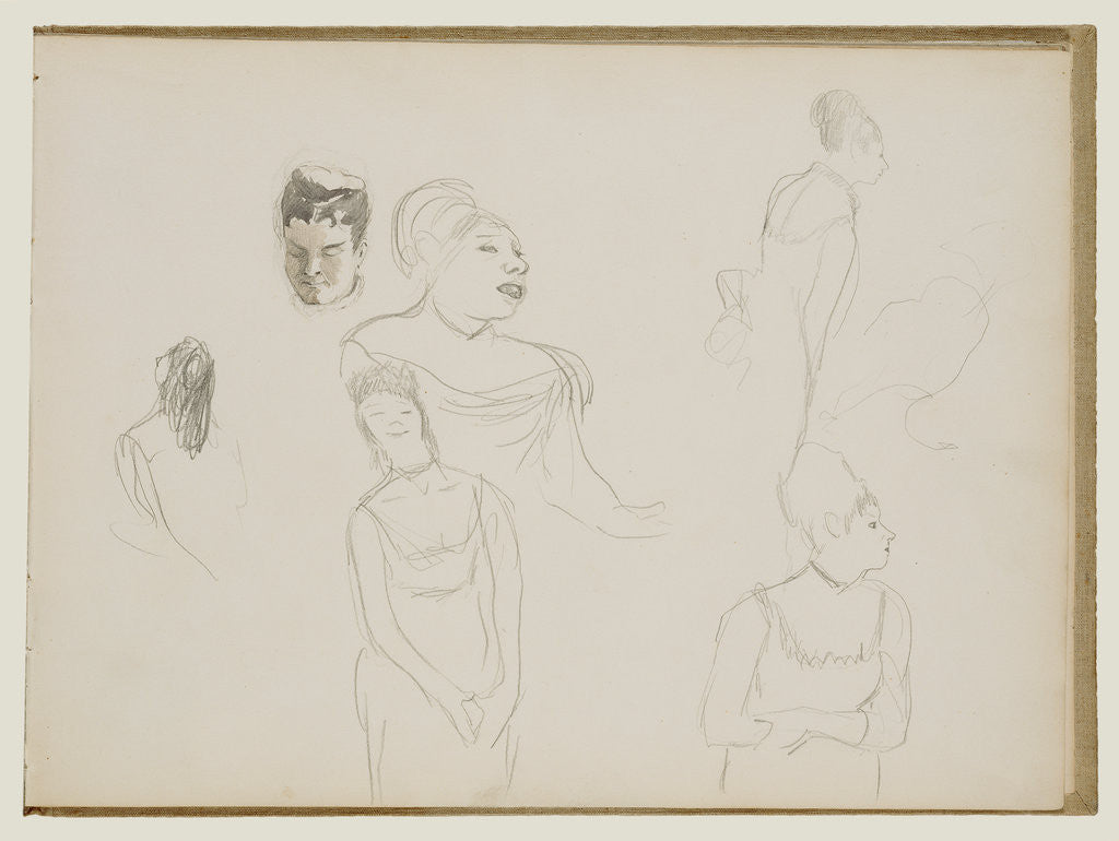 Detail of Sketches of Café Singers by Edgar Degas