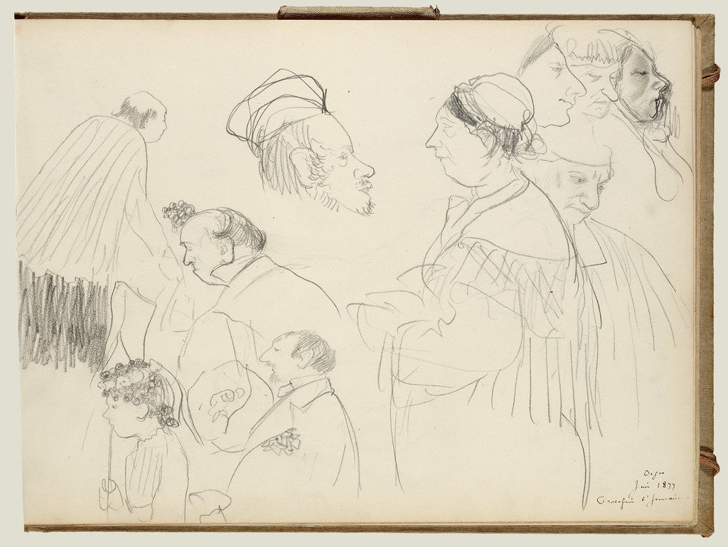 Detail of Sketches of Figures at a Funeral by Edgar Degas