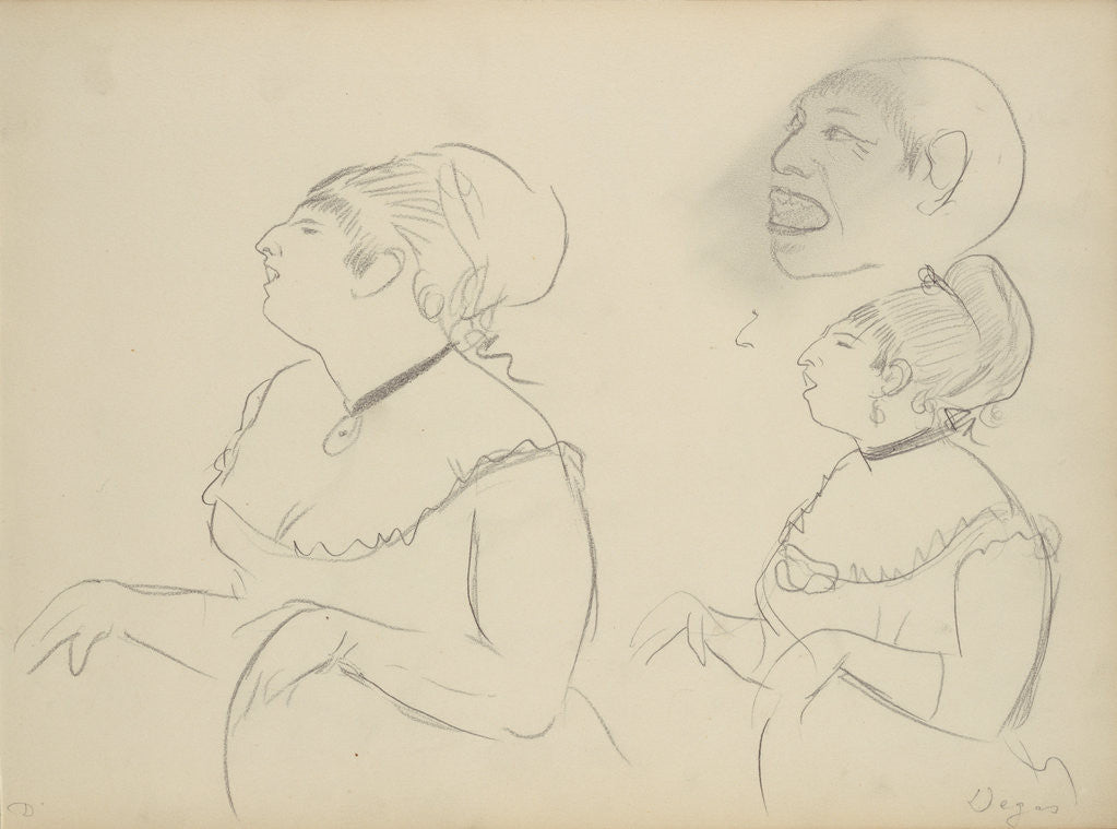 Detail of Sketches of Café Singers by Edgar Degas