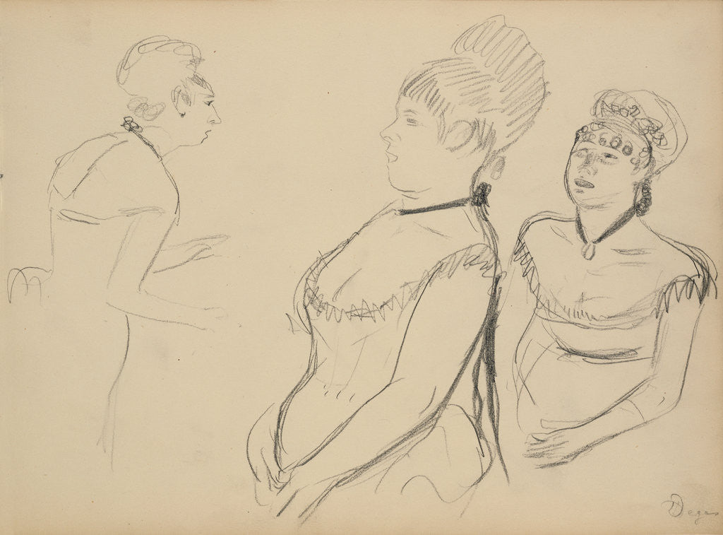 Detail of Three Sketches by Edgar Degas