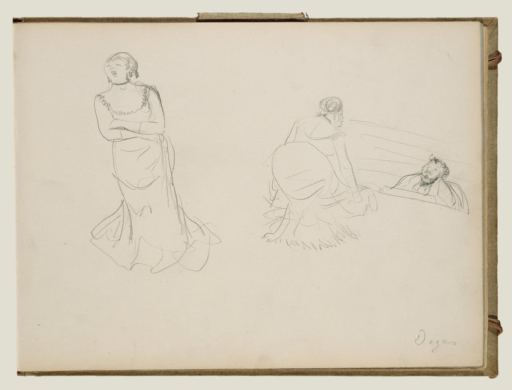 Detail of Two Sketches by Edgar Degas