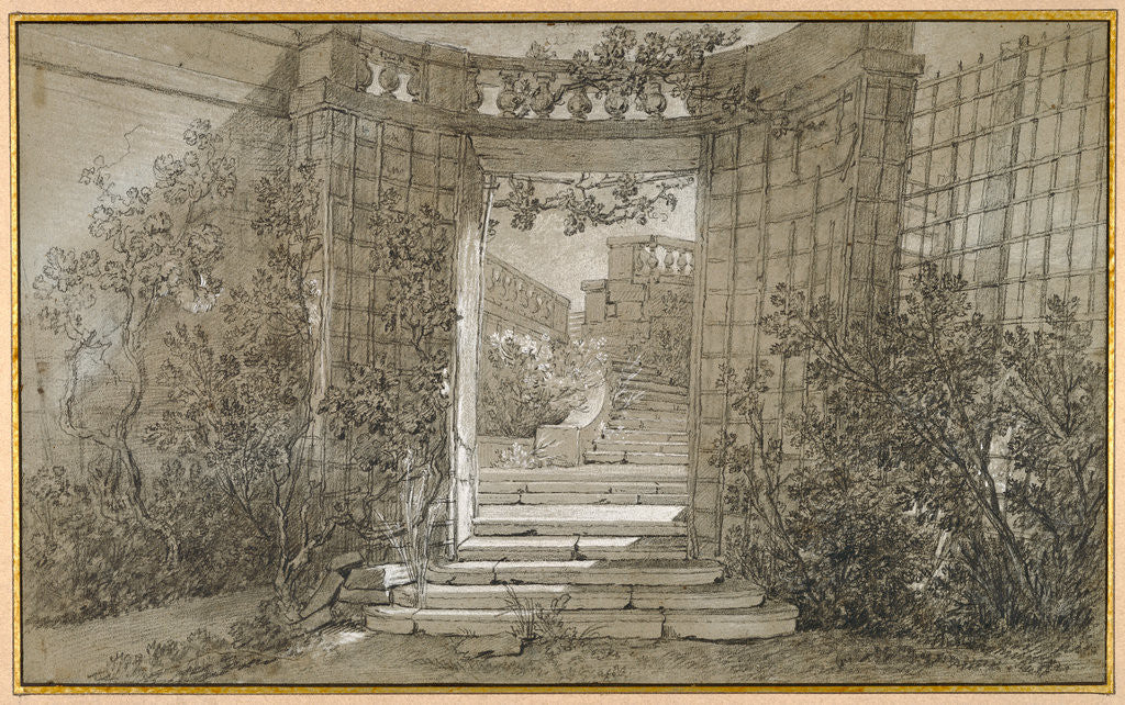 Detail of Landscape with a Staircase and a Balustrade by Jean-Baptiste Oudry