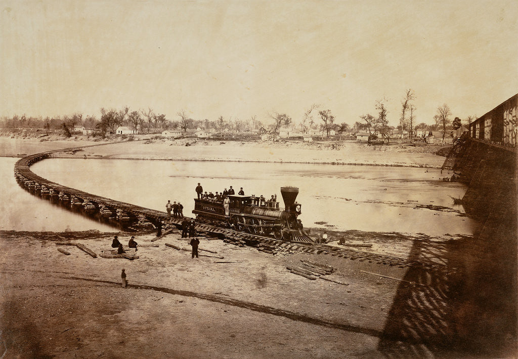 Detail of Leavenworth, Lawrence, and Galveston Railroad Bridge across the Kaw River at Lawrence, Kansas by Alexander Gardner