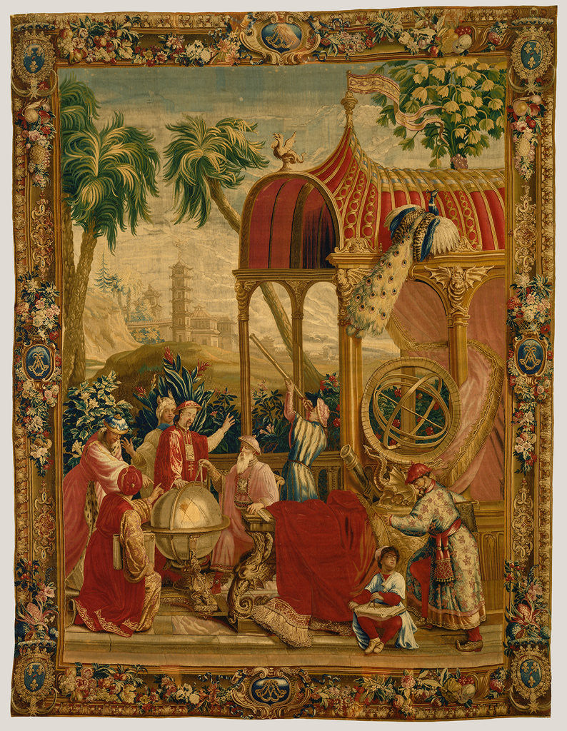 Detail of Tapestry: Les Astronomes, from L'Histoire de l'empereur de la Chine Series by Beauvais Manufactory