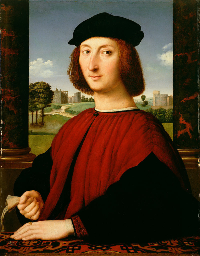 Detail of Portrait of a Young Man in Red by Circle of Raphael