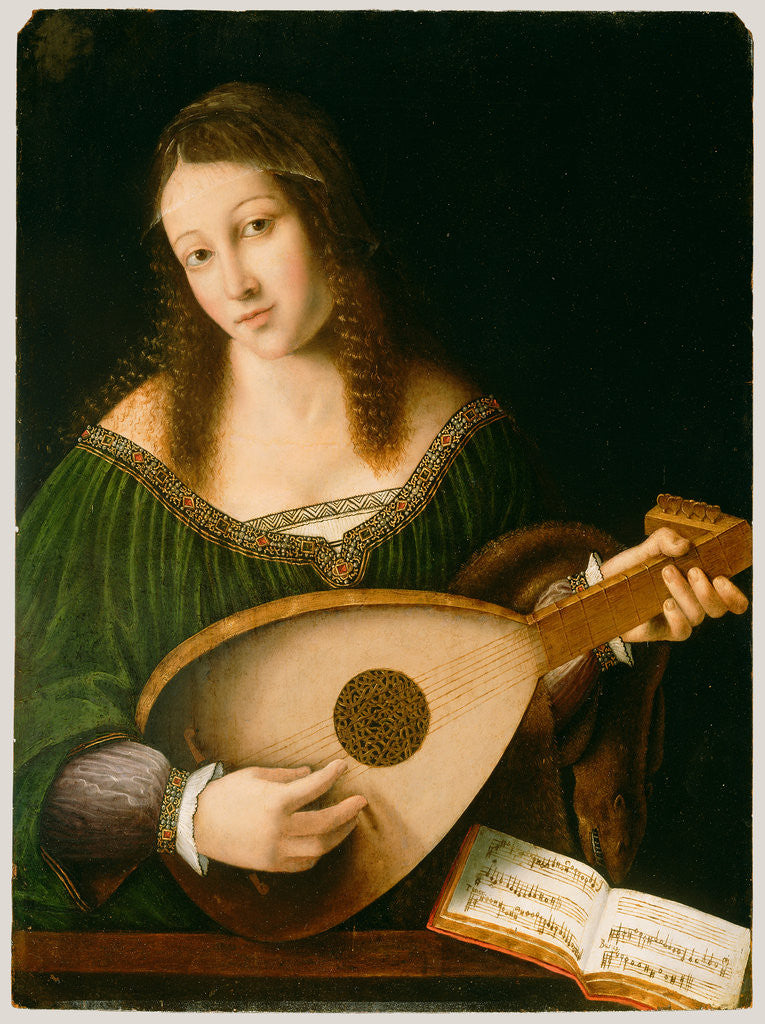 Detail of Lady Playing a Lute by Bartolomeo Veneto and workshop