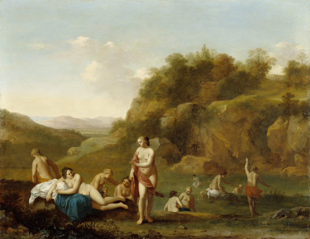 Detail of Landscape with Bathing Nudes by Cornelis van Poelenburgh