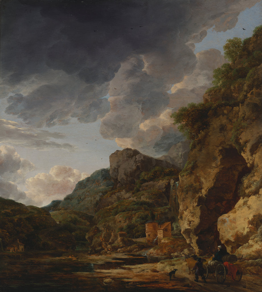 Detail of Mountain Landscape with River and Wagon by Herman Nauwincx