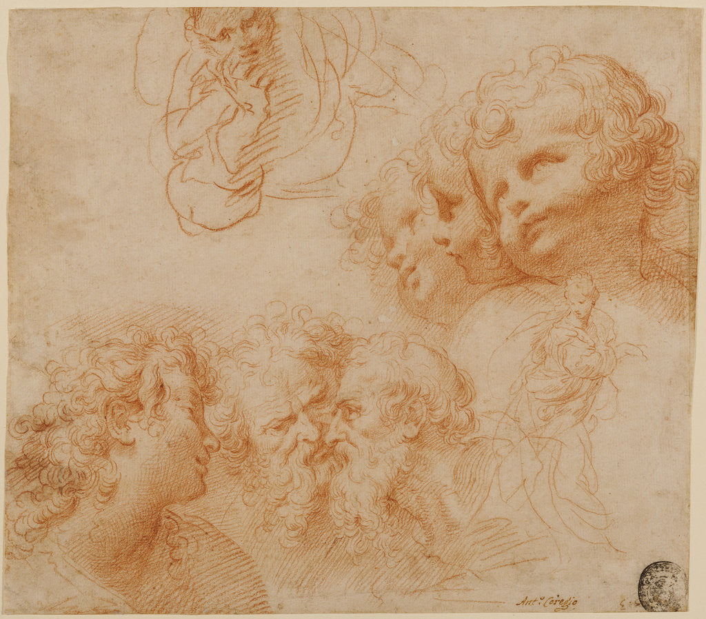 Detail of Head and Figure Studies by Giulio Cesare Procaccini