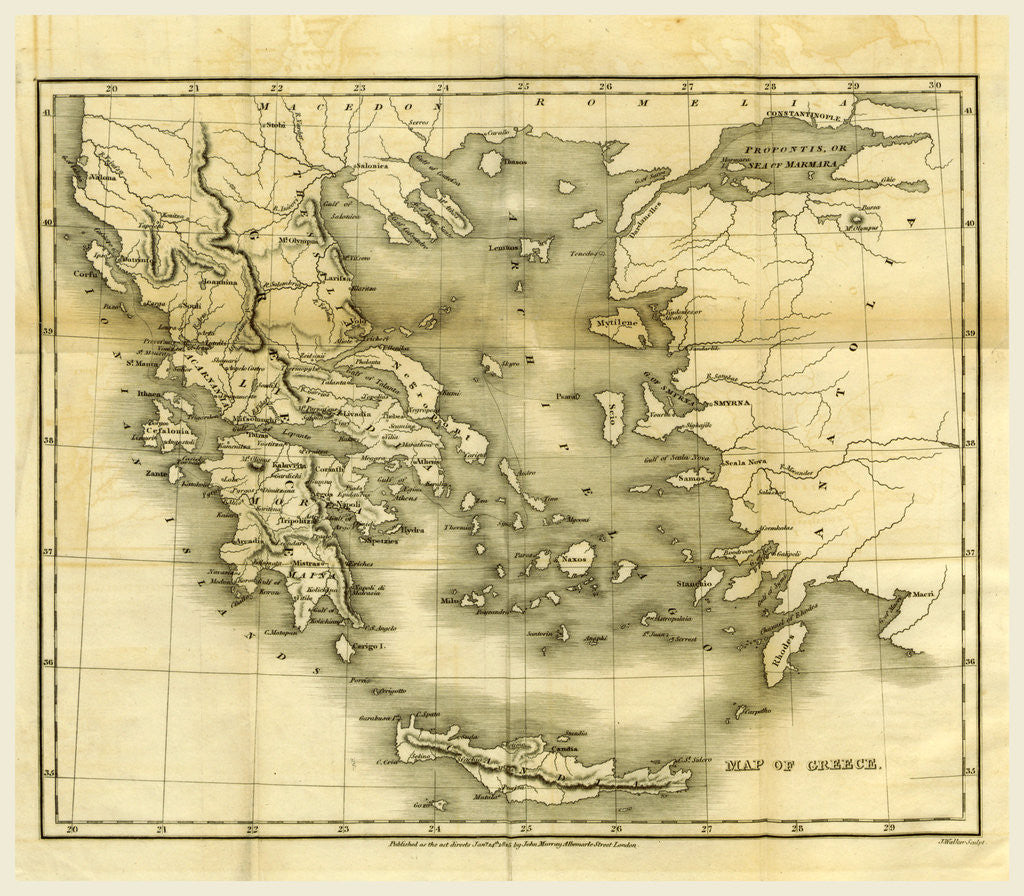 Detail of Map of Greece, in 1823 and 1824 by Anonymous