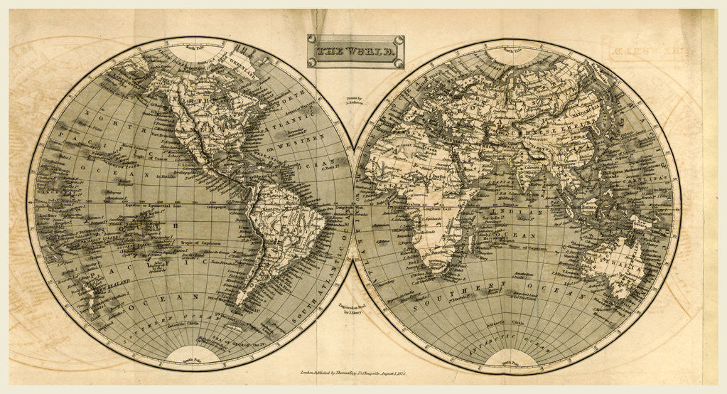 Detail of world map 1828 by Anonymous