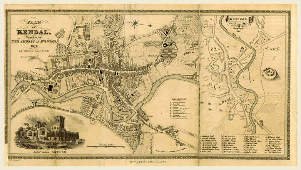 Detail of Map, 1832, The Annals of Kendal, being a historical and descriptive account of Kendal and its environs by Anonymous