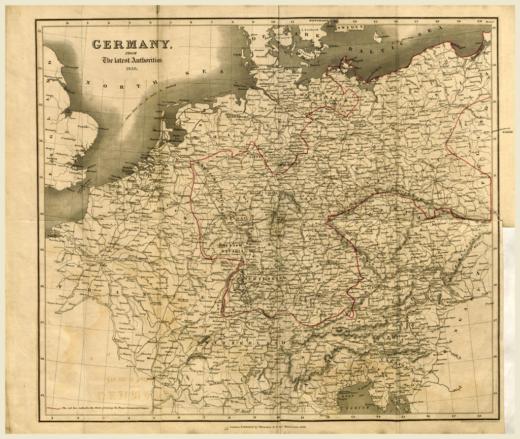 Detail of Map Germany 1836 by Anonymous