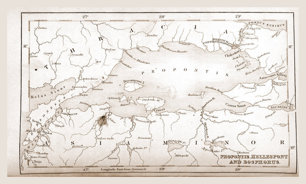 Detail of Propontis Hellespont and Bosphorus, map by Anonymous