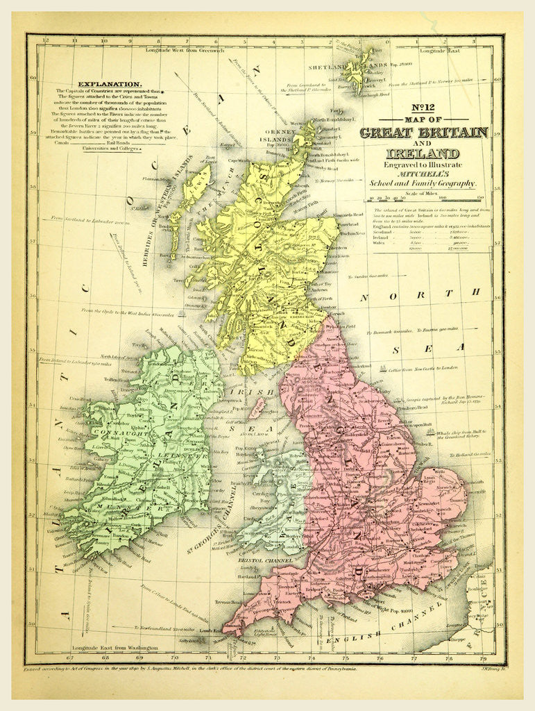 Detail of Map of Great Britain and Ireland by Anonymous