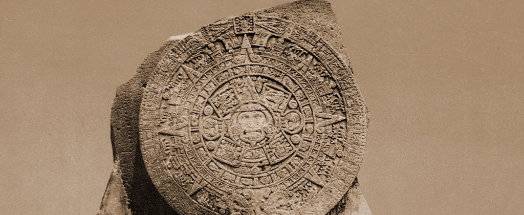 Detail of Aztec calendar stone by William Henry Jackson