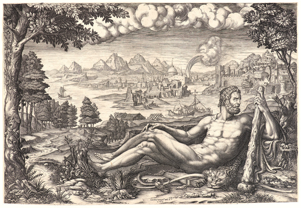 Detail of Hercules Reposing in a Landscape, 1567 by Giorgio Ghisi