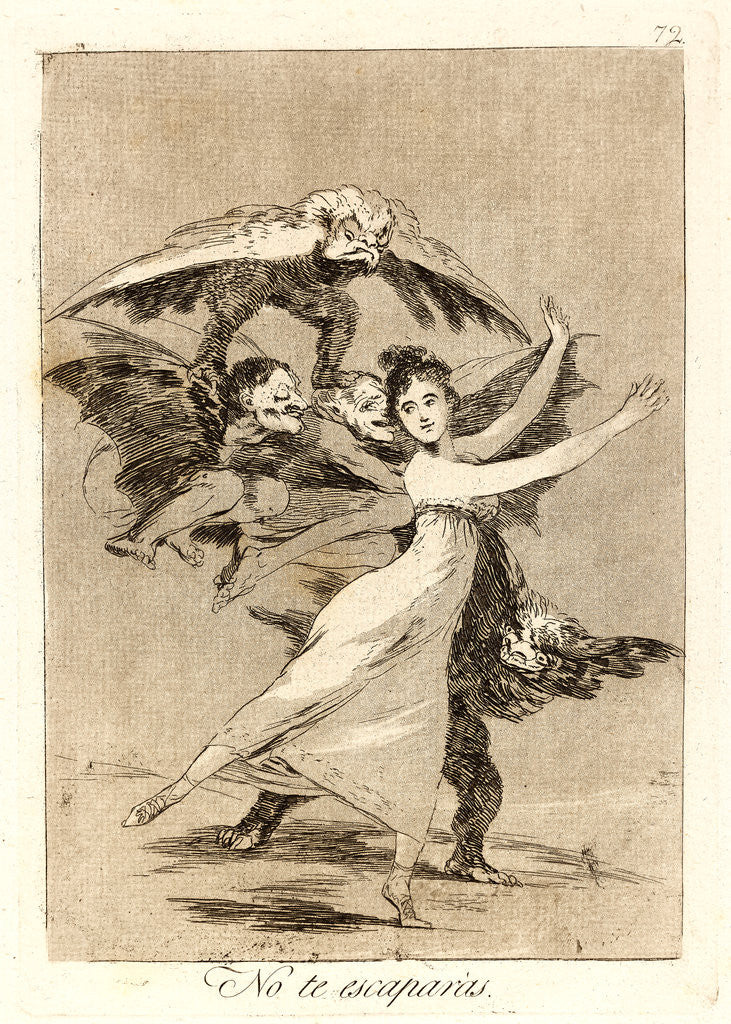 Detail of No te escaparás. (You will not escape.), 1796-1797 by Francisco de Goya