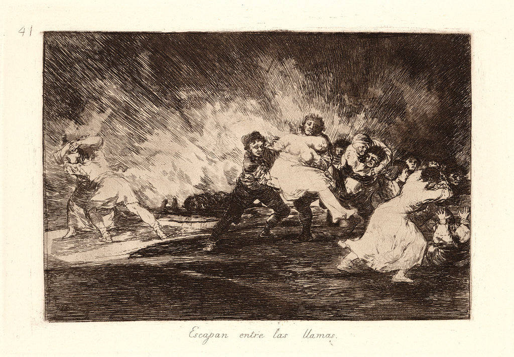 Detail of They Escape through the Flames (Escapan entre las Llamas) by Francisco de Goya