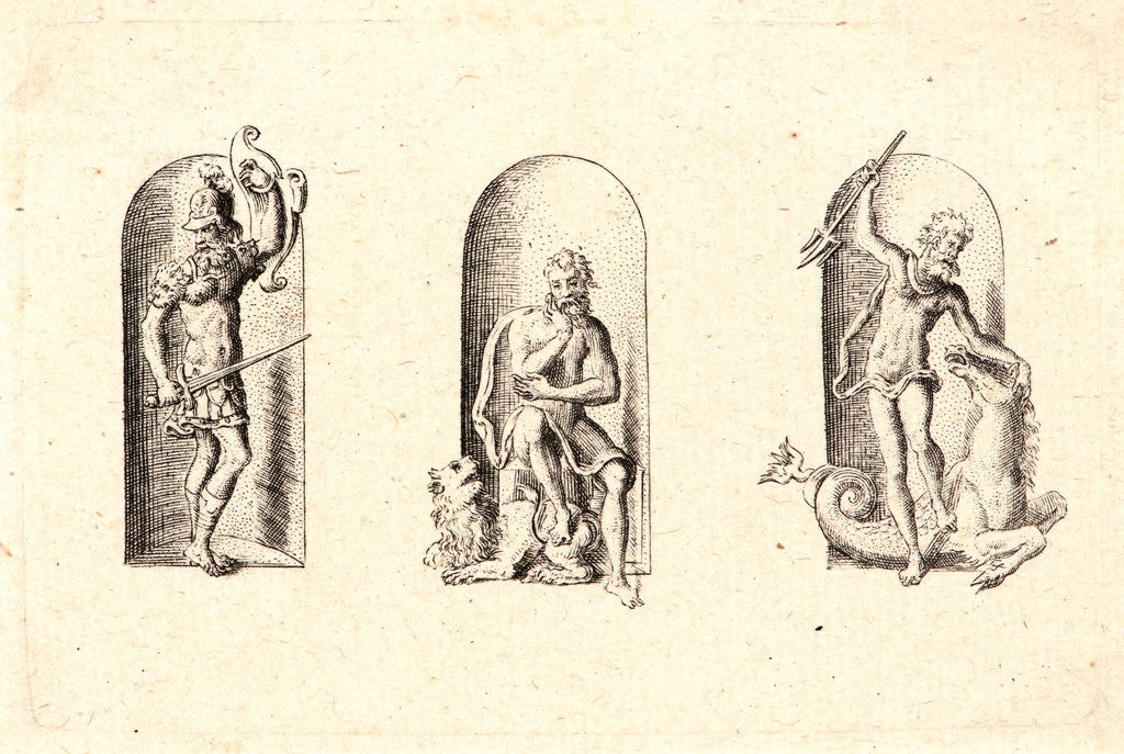 Detail of Several Gods of Classical Antiquity (Plusieurs Divinités de l'Antiquiteé Paienne), plate 2, 1578 by Etienne Delaune