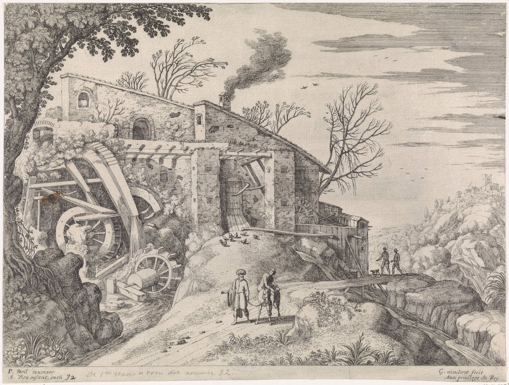 Detail of Landscape with a watermill and the Good Samaritan, Willem van Nieulandt (II), Antoine Bonenfant by Antoine Bonenfant