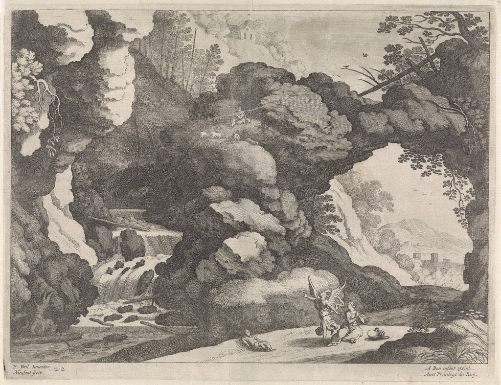 Detail of Landscape with Hagar and Ishmael by Willem van Nieulandt II and Antoine Bonenfant