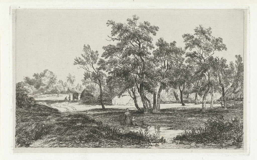 Detail of Landscape with farm among the trees by Christiaan Immerzeel