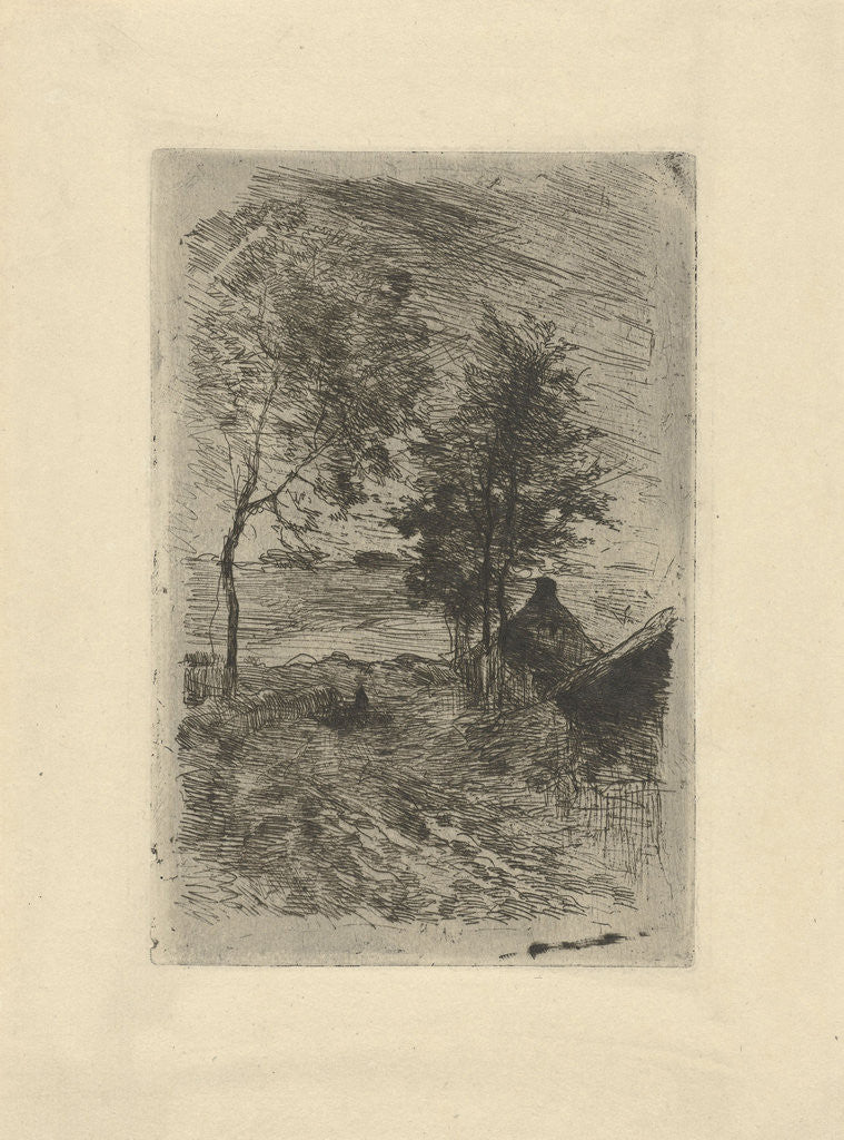 Detail of Landscape with trees and a house by Anton Mauve