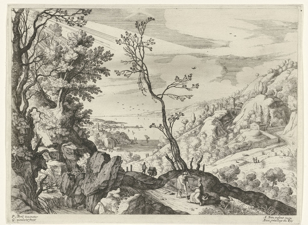 Detail of Landscape with Judah and Tamar by Antoine Bonenfant