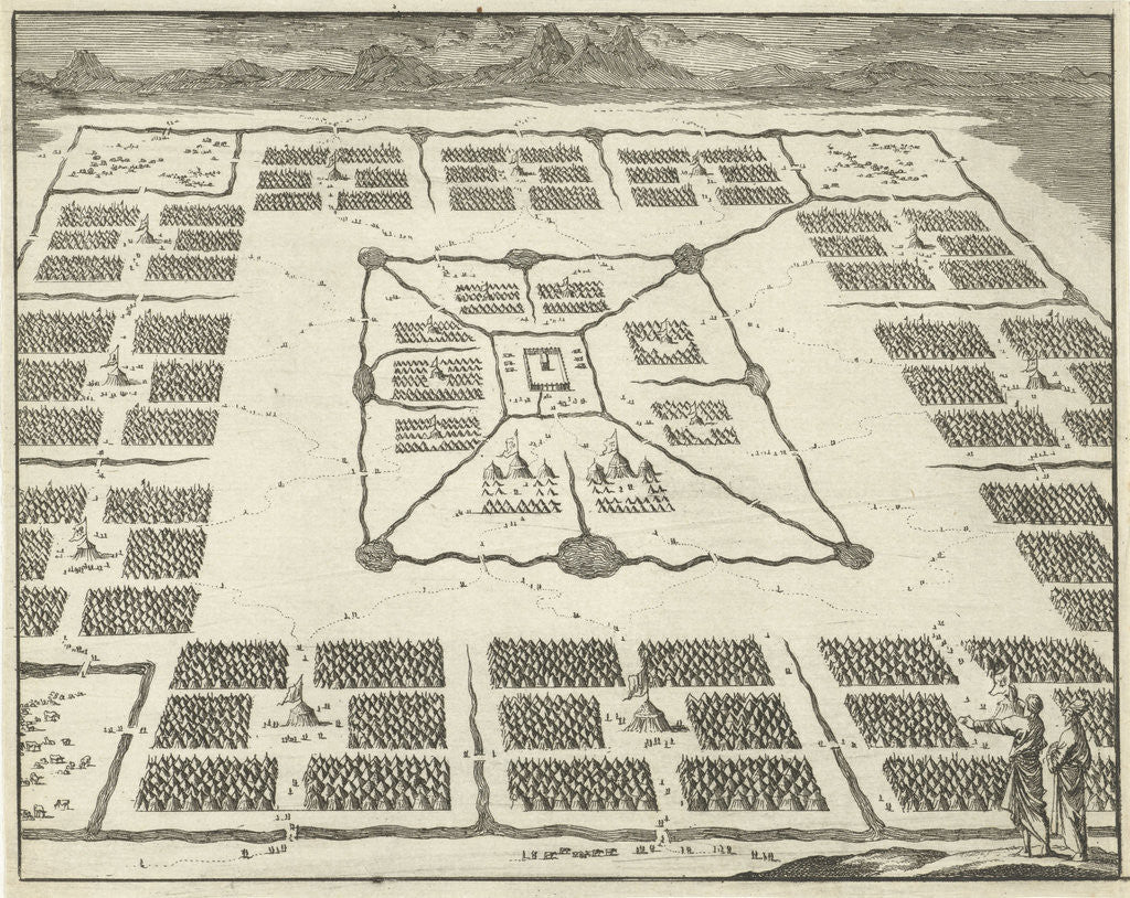 Detail of Tent Camps of the twelve tribes of Israel placed around the tabernacle by Jan Luyken