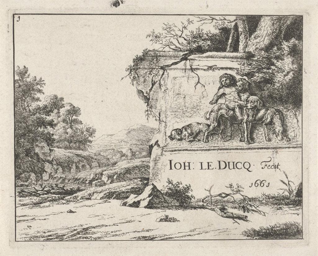 Detail of Landscape with ruins by Johan le Ducq