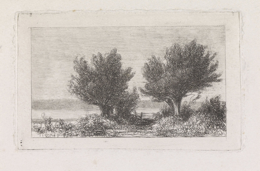 Detail of Landscape with trees by Jacob Jan van der Maaten