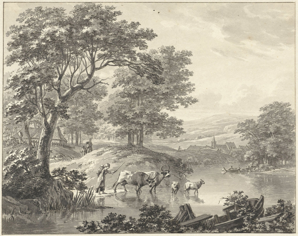 Detail of Landscape with cattle by Voorde The Netherlands by Geerlig Grijpmoed